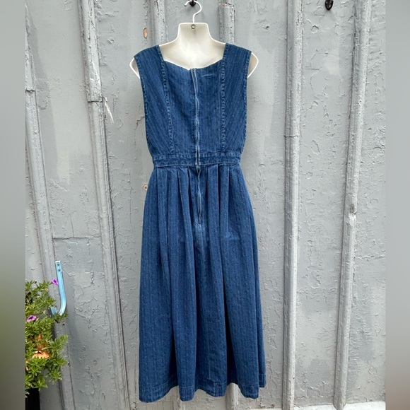 Vintage Laura Ashley Jumper Pinafore Dress Denim Size 10 (fits like an 8) - Picture 6 of 10
